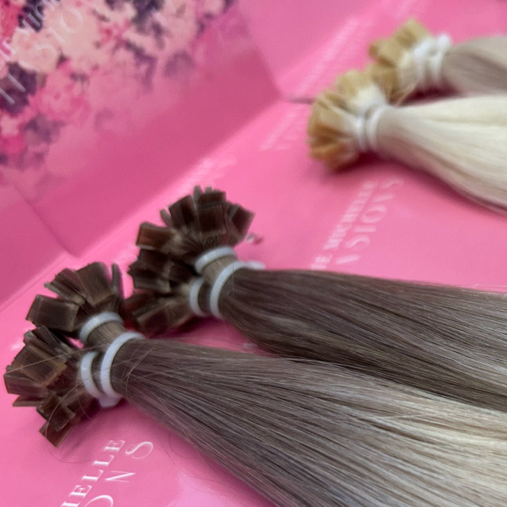 Photo showing close up of Natalie Michelle Keratin Bond Hair Extensions.