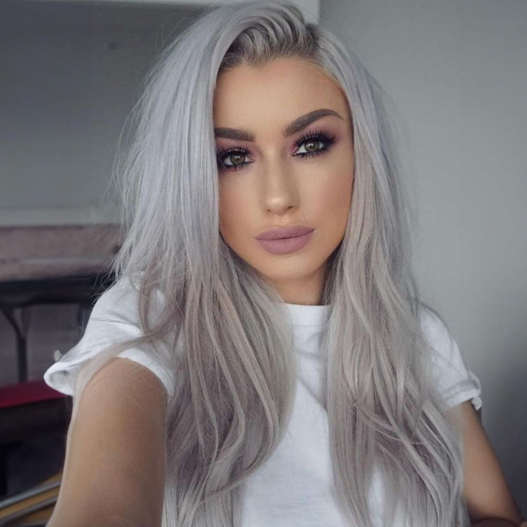 Close up photo of Natalie Michelle Hair Extensions in colour Silver.